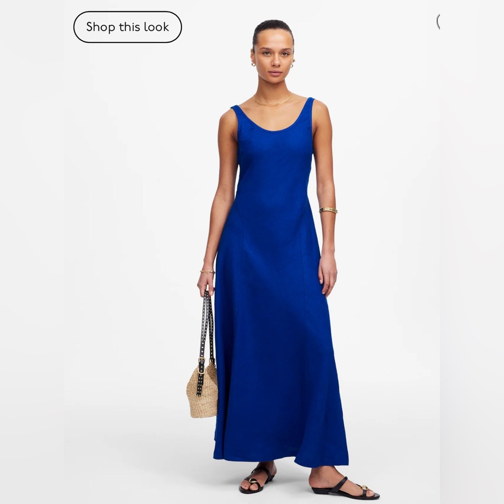 Scoopneck Sleeveless Midi Dress in 100% Linen